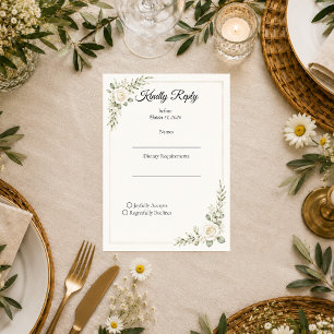 Timeless Ivory Rose Minimalism Wedding RSVP Card