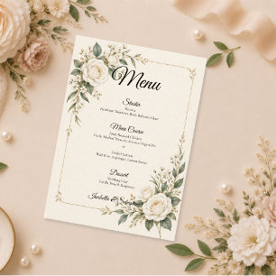 Timeless Ivory Rose Wedding Menu