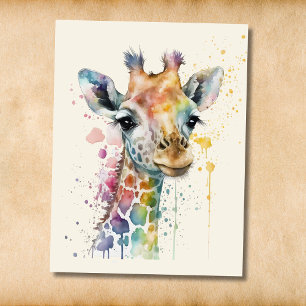 Timeless Ivory Watercolor Giraffe Pattern Postcard