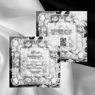 Timeless Lace Frame Photo QR Code Wedding RSVP