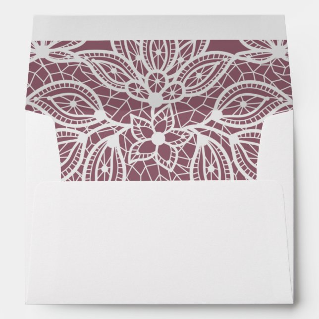 Timeless Lace Look Wedding Mauve and White Envelope (Back (Bottom))