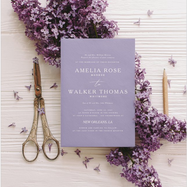 Timeless Lavender Minimalist Wedding Invitation (Creator Uploaded)