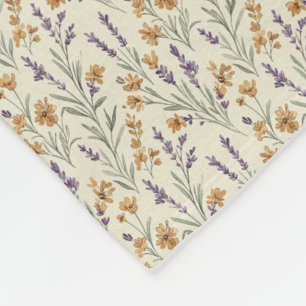 Timeless Lavender Sprigs & Earthy Wildflowers Fleece Blanket