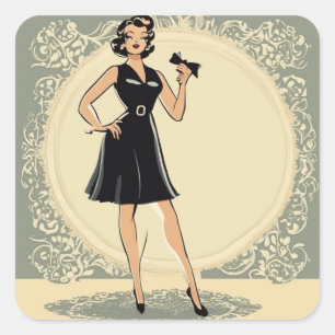 Timeless LBD - Vintage Little Black Dress Design Square Sticker