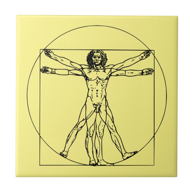 Timeless Leonardo da Vinci Artwork Vitruvian Man Tile (Front)