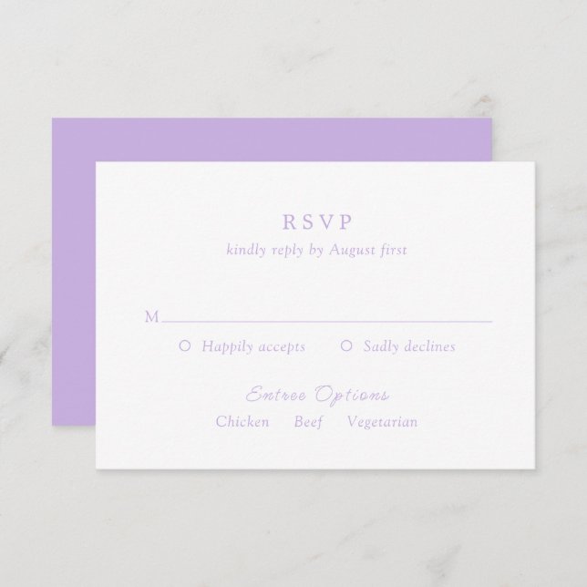Timeless Lilac Classic Wedding RSVP Card (Front/Back)