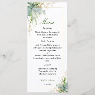 Timeless Love Botanical Greenery Wedding  Menu