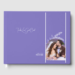 Timeless Love purple flowers & photo Guest Book