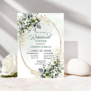 Timeless Love Rehearsal Dinner Boho Eucalyptus Gol Invitation