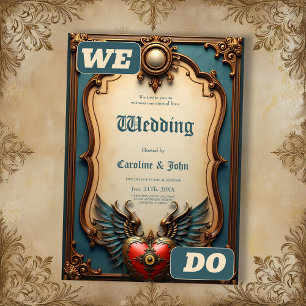 Timeless love, surreal elegance in steampunk style invitation