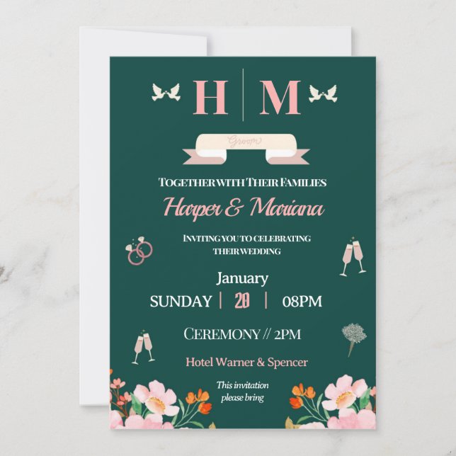 Timeless Love Unveiled Our Wedding Invitation (Front)