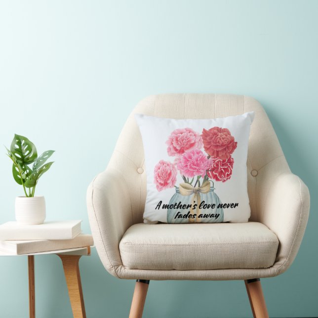 Timeless Love With Carnation Throw Pillow (Chair)