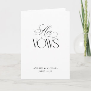 Timeless Luxe Script Elegant Her Wedding Vows Card
