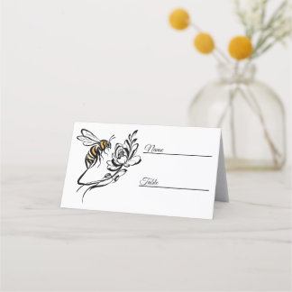 Timeless Luxury Bee Wedding Folded Place Cards