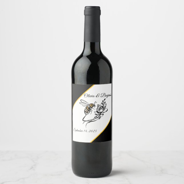 Timeless Luxury Bee Wedding Food & Beverage Labels (Front)