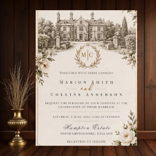 Timeless Luxury Elegant Old Money Estate Wedding Invitation