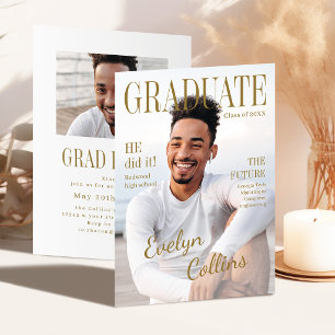 Timeless Magazine Cover Photo Graduation Invitatio Invitation