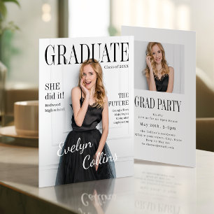 Timeless Magazine Cover Photo Graduation Invitation