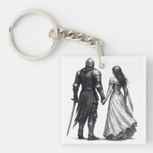 Timeless Medieval Romance Illustration Key Ring
