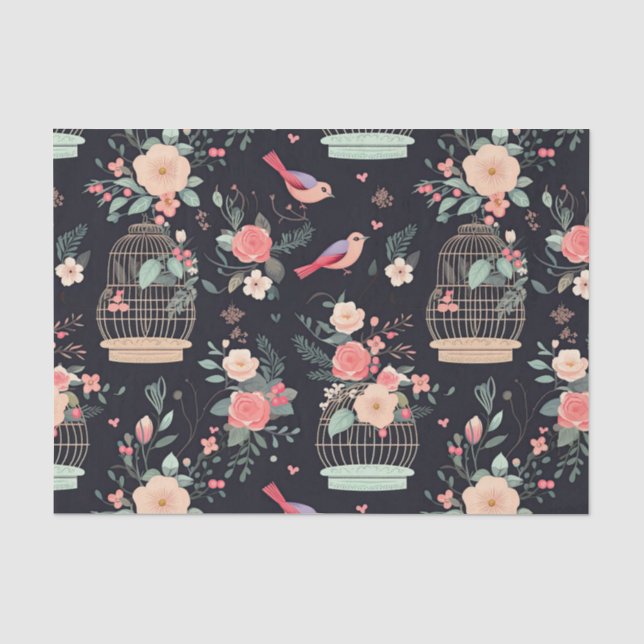 Timeless Midnight Birdcage Antique Decoupage  Tissue Paper (Front)