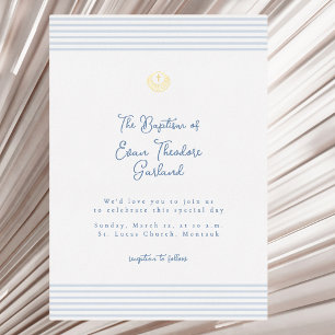 Timeless minimal modern baptism Foil Invitation