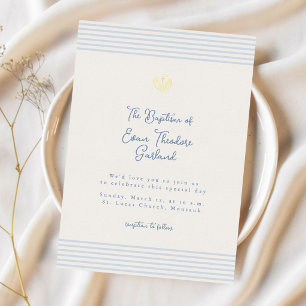 Timeless minimal modern baptism Foil Invitation