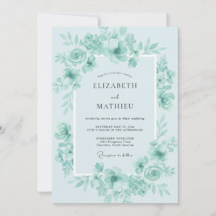 Timeless Mint Aqua Peony Wedding Invitation