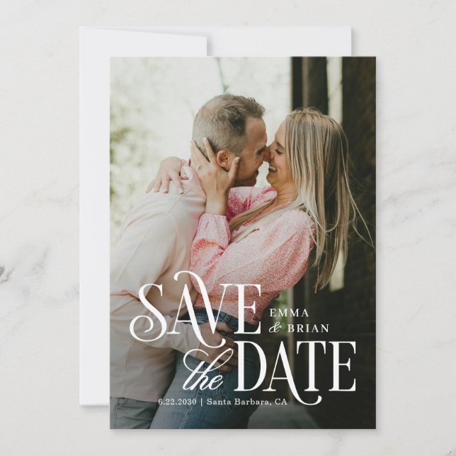 Timeless Mode Wedding Save The Date Card (Front)