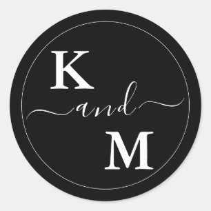 Timeless Modern Minimalist Wedding Monogram Classic Round Sticker