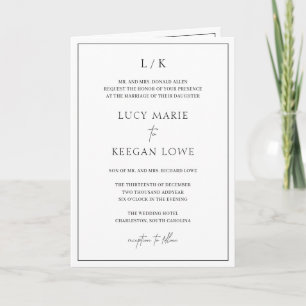 Timeless Monogram Black and White Elegant Wedding Invitation