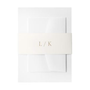 Timeless Monogram Ivory and Gold Elegant Wedding Invitation Belly Band