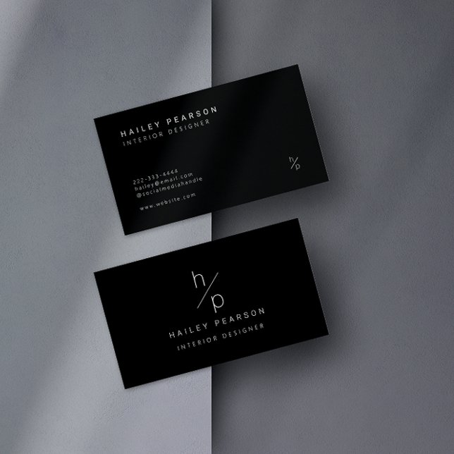 Timeless Monogram: Modern Elegance in Black Business Card (A chic black and white business card with an elegant monogram design.)