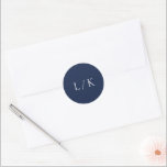 Timeless Monogram Navy Blue Elegant Wedding Classic Round Sticker<br><div class="desc">Elegant wedding stickers featuring a classic style with your monogram in a traditional serif font.   This simple design goes well with any style of wedding.</div>
