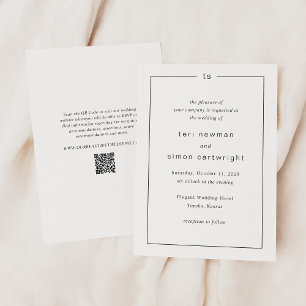 Timeless Monogram QR Code Modern Wedding Invitation