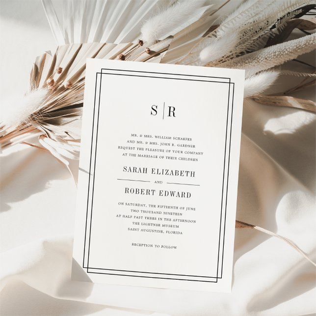 Timeless Monogram Wedding Invitation (Creator Uploaded)