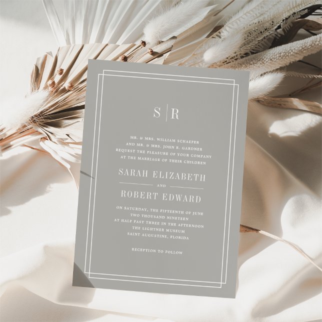 Timeless Monogram Wedding Invitation | Greige (Creator Uploaded)