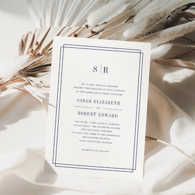 Timeless Monogram Wedding Invitation | Navy (Creator Uploaded)