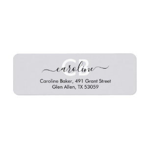 Timeless -- Moonlit Grey Monogram Address Label