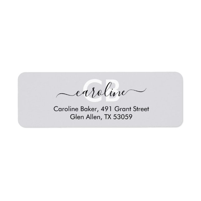 Timeless -- Moonlit Grey Monogram Address Label (Front)