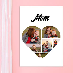 Timeless Mum Heart Shape Family Photo Collage Poster