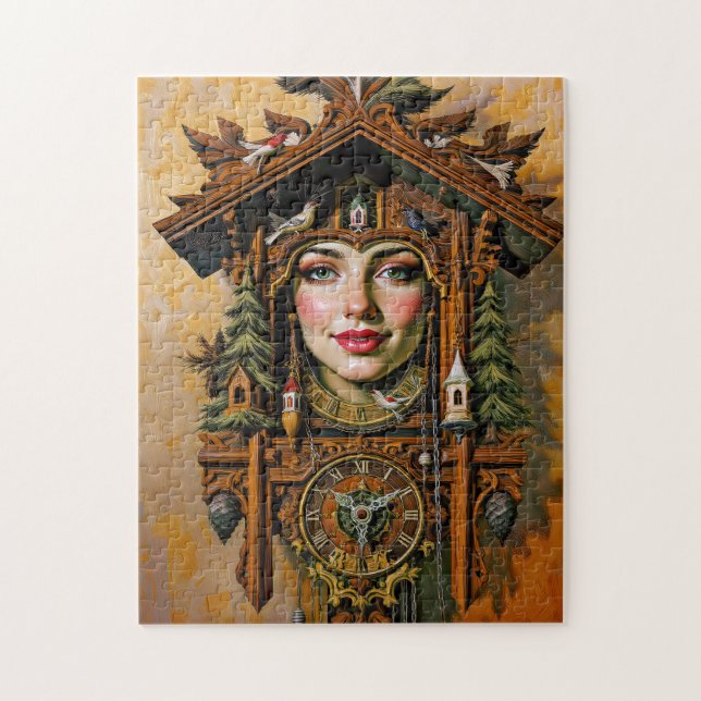 “Timeless Muse” – A Cuckoo Clock Portrait  Jigsaw Puzzle (Vertical)