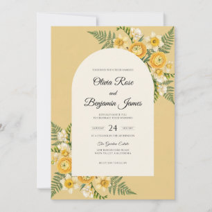 Timeless Mustard Yellow Fern Wedding Invitation