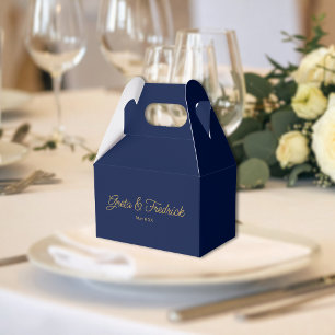 Timeless Navy Blue and Gold Wedding Favour Box