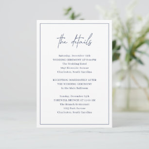 Timeless Navy Blue Elegant Wedding Enclosure Card