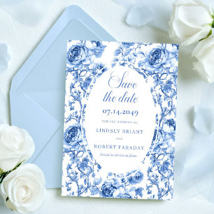 Timeless Navy Roses Save the Date Wedding Card  