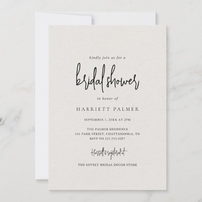 Timeless Neutral Beige Elegant Bridal Shower Invitation (Front)