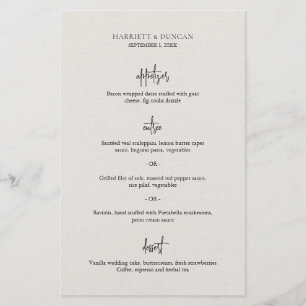 Timeless Neutral Beige Elegant Wedding Menu