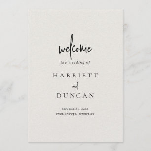 Timeless Neutral Beige Elegant Wedding Programme