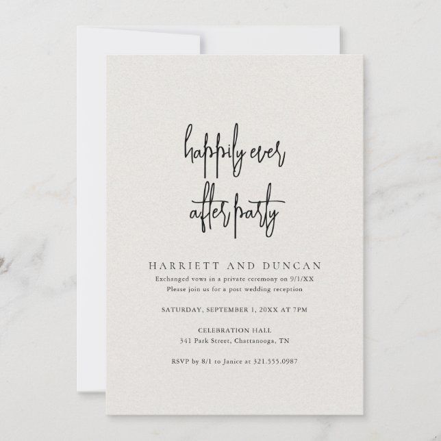 Timeless Neutral Beige Elegant Wedding Reception Invitation (Front)