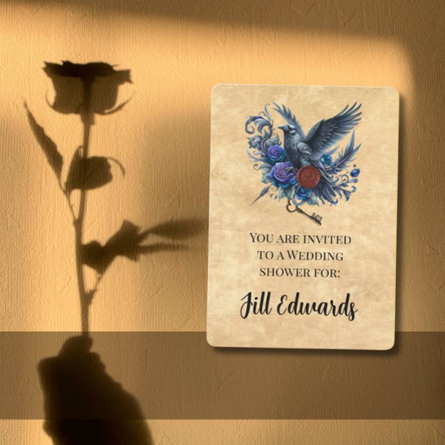 Timeless Nocturne: Clockwork Raven Bridal Shower Invitation (Creator Uploaded)
